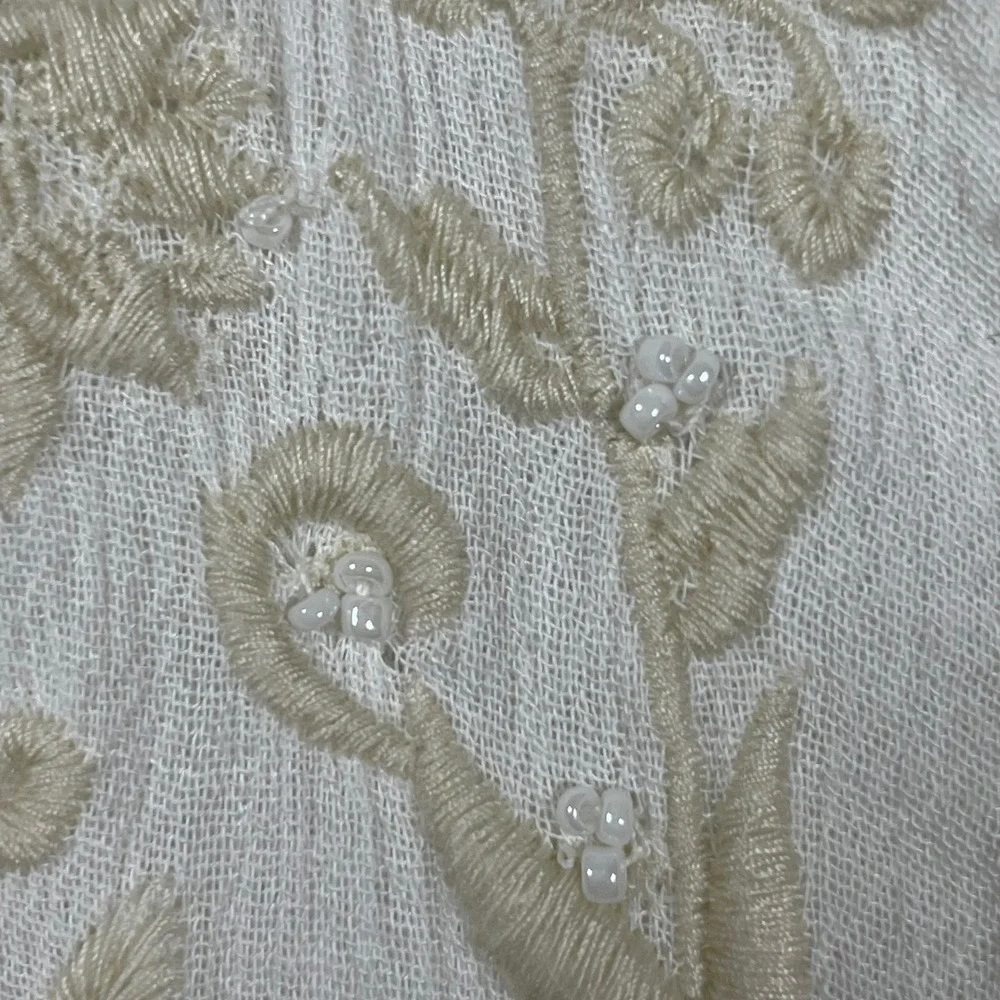 J. Jill Embroidered Maxi Dress Womens M Whitebarly Sleeveless Tiered Boho NWT - Picture 9 of 10
